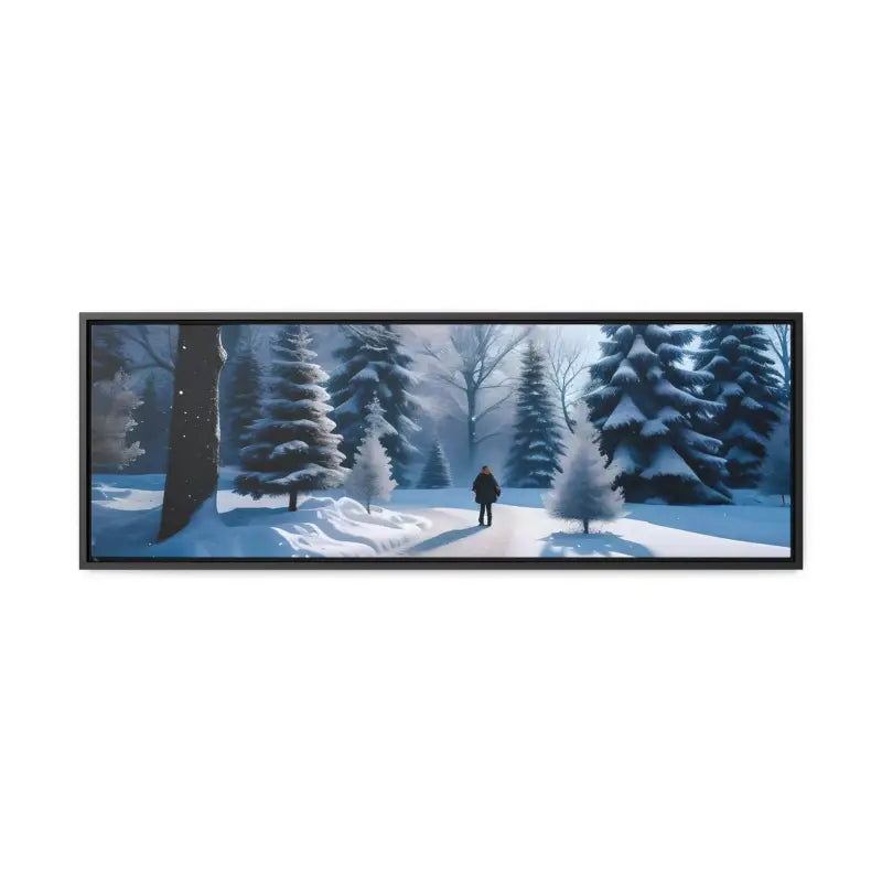 Transform your Space with Snow Capped Winter Trees Canvas - 36″ x 12″ / Black / Premium Gallery Wraps (1.25″)