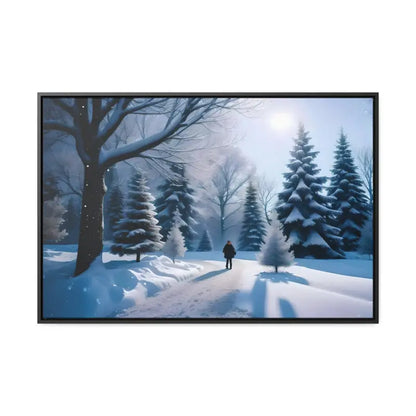 Transform your Space with Snow Capped Winter Trees Canvas - 36″ x 24″ / Black / Premium Gallery Wraps (1.25″)