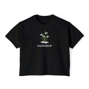Vintage Snowdrop Floral Boxy Tee - Soft Cotton Spring - Dipaliz - T-shirts