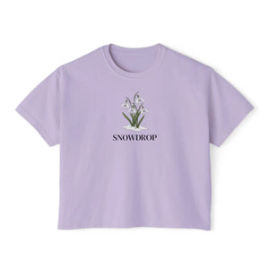 Vintage Snowdrop Floral Boxy Tee - Soft Cotton Spring - Dipaliz - T-shirts