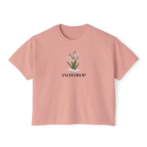 Vintage Snowdrop Floral Boxy Tee - Soft Cotton Spring - Dipaliz - T-shirts