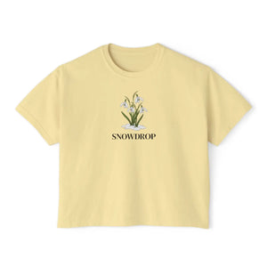 Vintage Snowdrop Floral Boxy Tee - Soft Cotton Spring - Dipaliz - T-shirts
