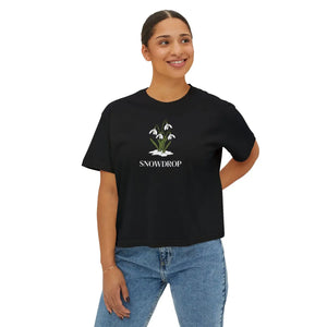 Vintage Snowdrop Floral Boxy Tee - Soft Cotton Spring - Dipaliz - T-shirts