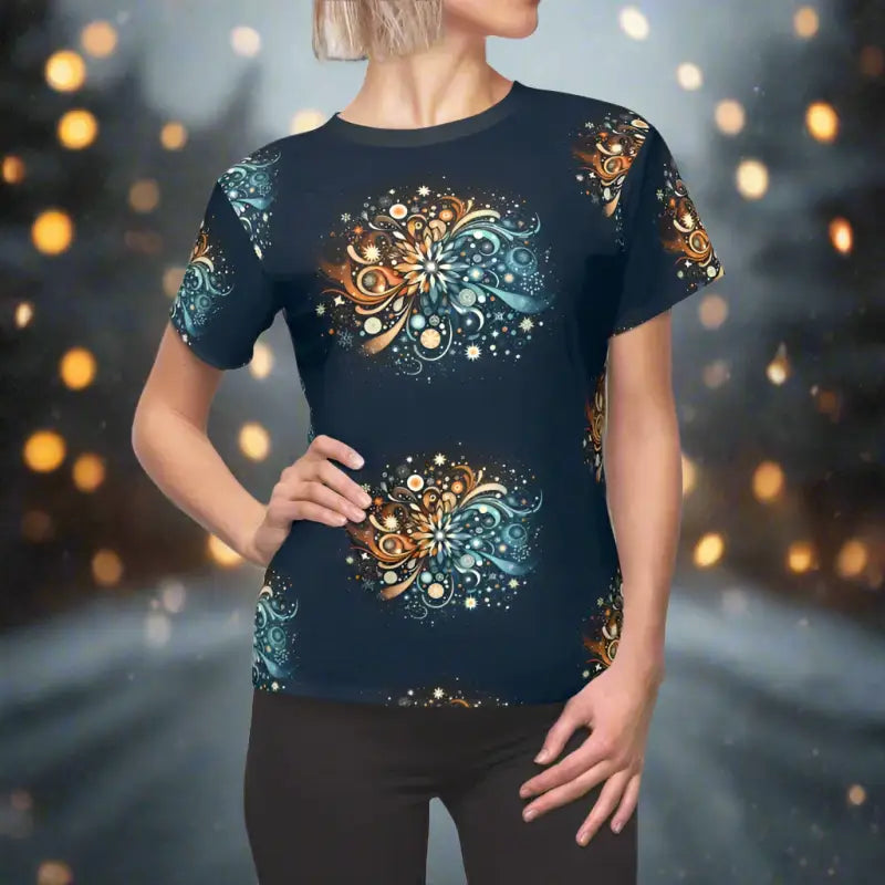 Unveil Timeless Elegance with Snowflake Aop Cut Tee - T-shirt