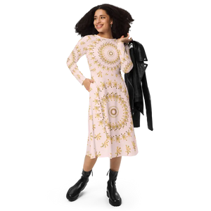 Long Sleeve Midi Dress - Snowflake Bliss Elegant Style - Dipaliz - Xs - Dresses