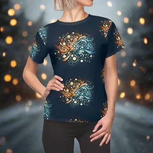 Elegant Snowflake Pattern Cut and Sew Tee Polyester - Dipaliz - T-shirts