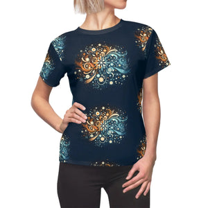 Elegant Snowflake Pattern Cut and Sew Tee Polyester - Dipaliz - T-shirts