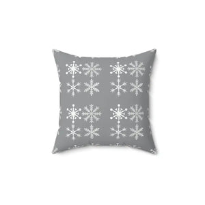 Silver Snowflakes Polyester Square Pillow Winter Decor - Dipaliz - 14’’ × - Throw Pillows