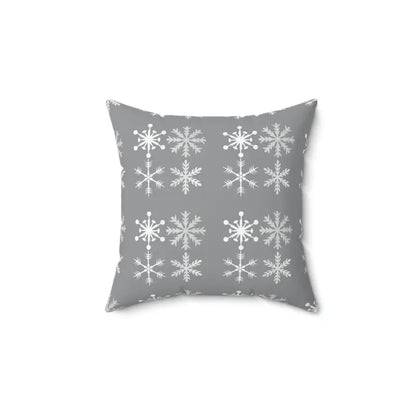 Cozy Up with the Silver Snowflakes Polyester Pillow Bliss - 14’’ × Home Decor