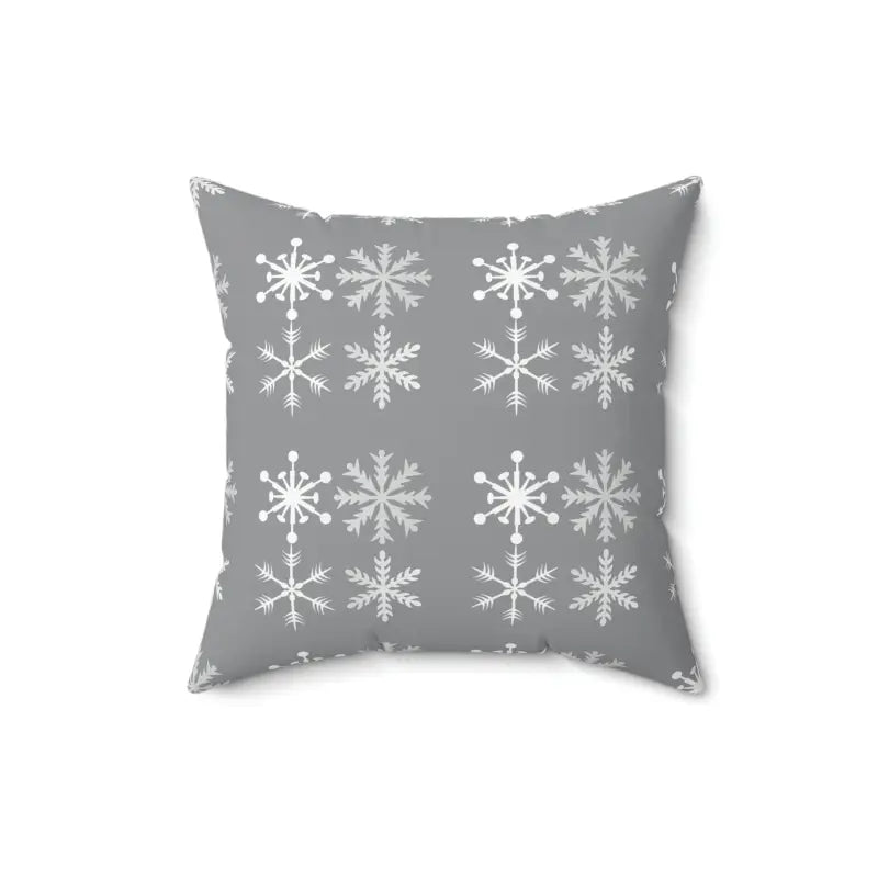 Cozy Up with the Silver Snowflakes Polyester Pillow Bliss - 16’’ × Home Decor