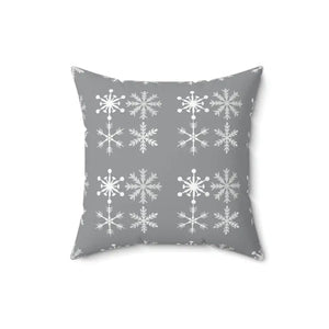 Silver Snowflakes Polyester Square Pillow Winter Decor - Dipaliz - 16’’ × - Throw Pillows