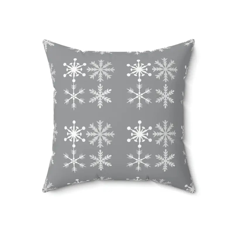 Cozy Up with the Silver Snowflakes Polyester Pillow Bliss - 18’’ × Home Decor