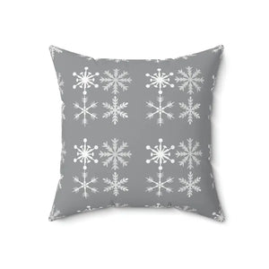 Silver Snowflakes Polyester Square Pillow Winter Decor - Dipaliz - 18’’ × - Throw Pillows