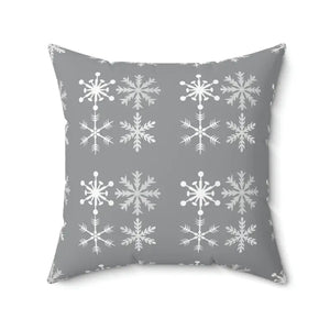 Silver Snowflakes Polyester Square Pillow Winter Decor - Dipaliz - 20’’ × - Throw Pillows