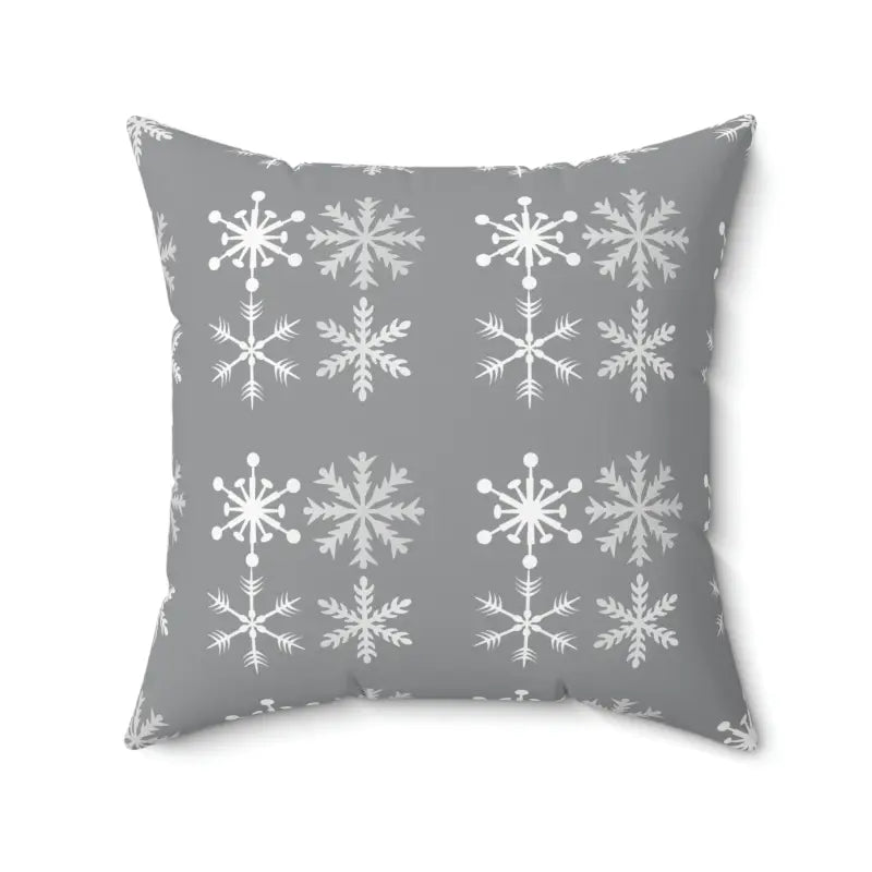 Cozy Up with the Silver Snowflakes Polyester Pillow Bliss - 20’’ × Home Decor