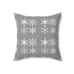Silver Snowflakes Polyester Square Pillow Winter Decor - Dipaliz - Throw Pillows