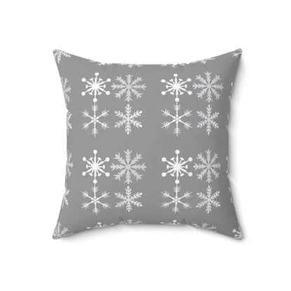 Cozy Up with the Silver Snowflakes Polyester Pillow Bliss - Home Decor