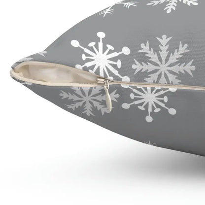 Cozy Up with the Silver Snowflakes Polyester Pillow Bliss - Home Decor