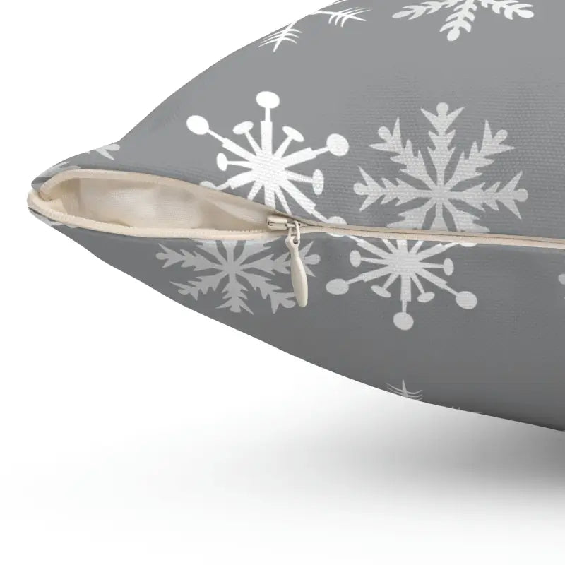 Cozy Up with the Silver Snowflakes Polyester Pillow Bliss - Home Decor