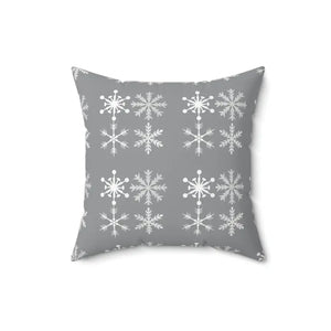 Silver Snowflakes Polyester Square Pillow Winter Decor - Dipaliz - Throw Pillows