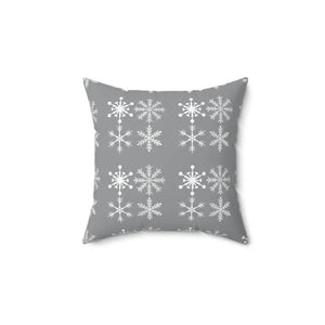 Silver Snowflakes Polyester Square Pillow Winter Decor - Dipaliz - Throw Pillows