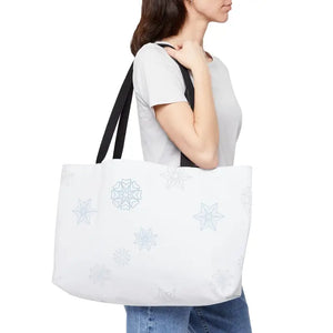 Bags - Snowflake Weekender Tote Bag - Lightweight Winter Travel - Dipaliz 24’’ × 13’’