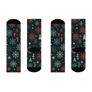 Festive Cushioned Crew Socks - Holiday Comfort and Style - Dipaliz - White / one Size / 3/4 - All Over Prints