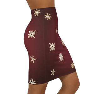 Womens Mini Skirt Maroon Snowflake Stretch Comfort - Dipaliz - Skirts