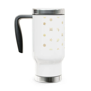 Snowy 14oz Travel Mug - Glossy White Enamel Winter - Dipaliz - Tumblers