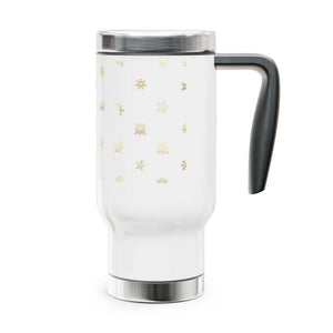 Snowy 14oz Travel Mug - Glossy White Enamel Winter - Dipaliz - Tumblers