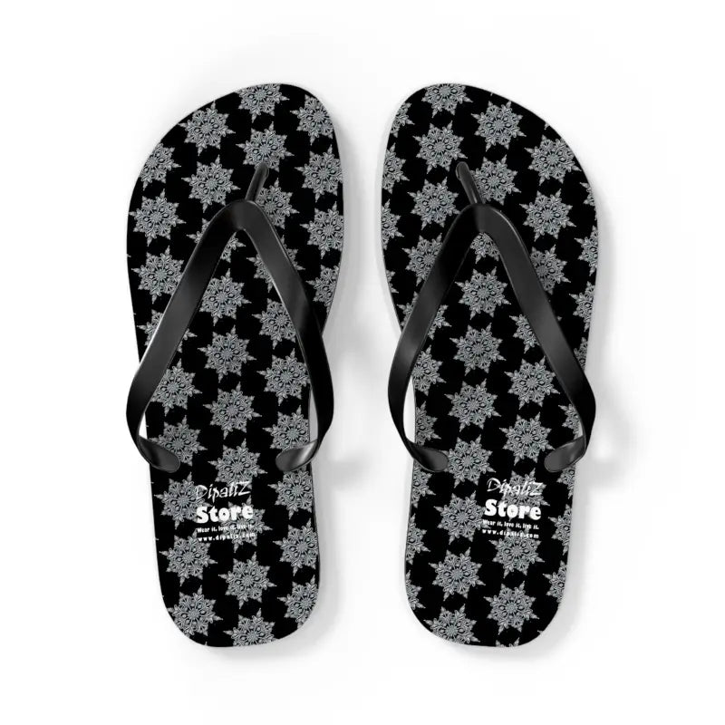 Catch the Summer Vibe with Snowflakes Flip Flops! - l / Black Sole Slippers