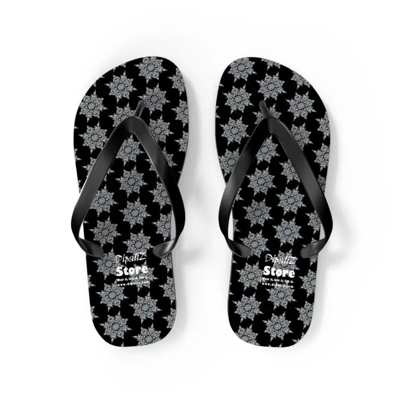 Catch the Summer Vibe with Snowflakes Flip Flops! - m / Black Sole Slippers