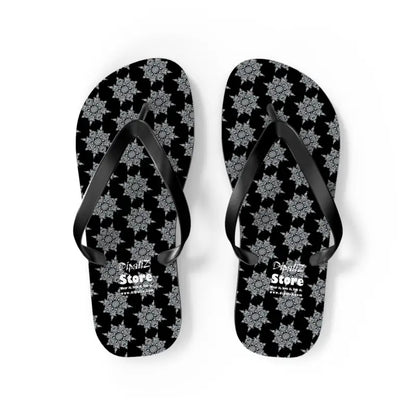 Catch the Summer Vibe with Snowflakes Flip Flops! - m / Black Sole Slippers