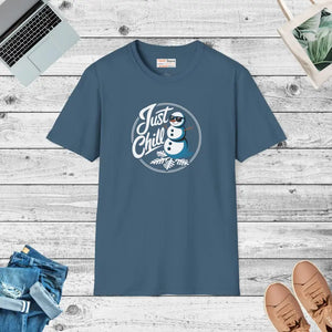 Ring-spun Cotton T-shirt Unisex Snowman Motif Comfort - Dipaliz - s / Indigo Blue - T-shirts