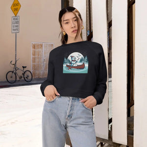 Cozy Wonderland Cropped Fleece Snowman Canoe Winter Dipaliz - Sweatshirts - s