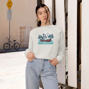 Cozy Wonderland Cropped Fleece Snowman Canoe Winter Dipaliz - Sweatshirts - s