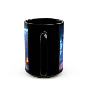 Playful Snowman Mug - Ultimate Black Ceramic 15oz - Dipaliz - Mugs