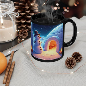 Playful Snowman Mug - Ultimate Black Ceramic 15oz - Dipaliz - Mugs