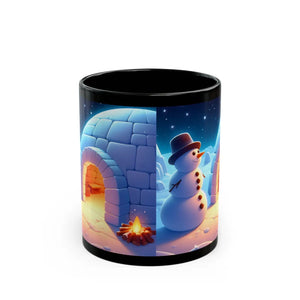 Playful Snowman Mug - Ultimate Black Ceramic 15oz - Dipaliz - Mugs