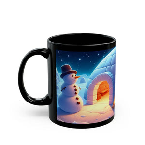 Playful Snowman Mug - Ultimate Black Ceramic 15oz - Dipaliz - Mugs