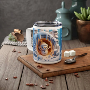 Chill Snowman Insulated Coffee Mug - Clear Acrylic Lid - Dipaliz - Mugs