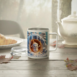 Chill Snowman Insulated Coffee Mug - Clear Acrylic Lid - Dipaliz - Mugs