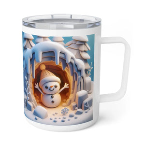 Chill Snowman Insulated Coffee Mug - Clear Acrylic Lid - Dipaliz - Mugs