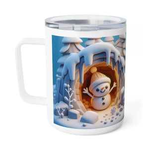 Chill Snowman Insulated Coffee Mug - Clear Acrylic Lid - Dipaliz - Mugs
