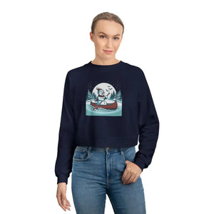 Snowman Canoe Winter Wonderland Cropped Fleece Sweatshirt - Dipaliz - Sweatshirts