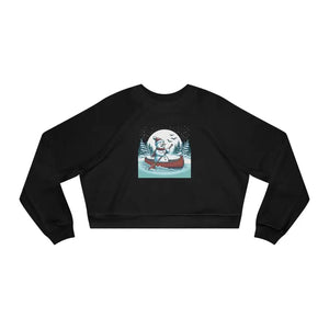 Snowman Canoe Winter Wonderland Cropped Fleece Sweatshirt - Dipaliz - Black / s - Sweatshirts