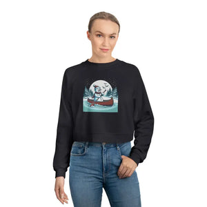 Snowman Canoe Winter Wonderland Cropped Fleece Sweatshirt - Dipaliz - Sweatshirts