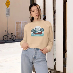Snowman Canoe Winter Wonderland Cropped Fleece Sweatshirt - Dipaliz - Sweatshirts