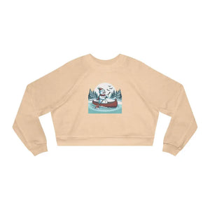 Snowman Canoe Winter Wonderland Cropped Fleece Sweatshirt - Dipaliz - Heather Sand Dune / s - Sweatshirts