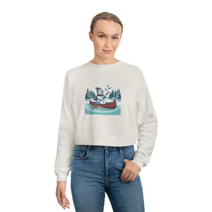 Snowman Canoe Winter Wonderland Cropped Fleece Sweatshirt - Dipaliz - Sweatshirts